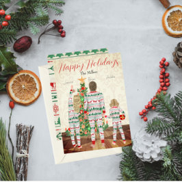 Kerstkaart voor gezin van 3 - Plat