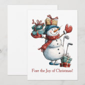Kerstkaart voor golfliefhebbers – Sneeuwman ontwer (Voorkant / Achterkant)