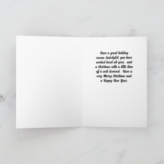 Kerstkaart voor Haarstylist in Groen Kaart (Binnen)