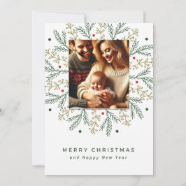 Kerstkaart voor het gezin met Pine Branch Design Kaart