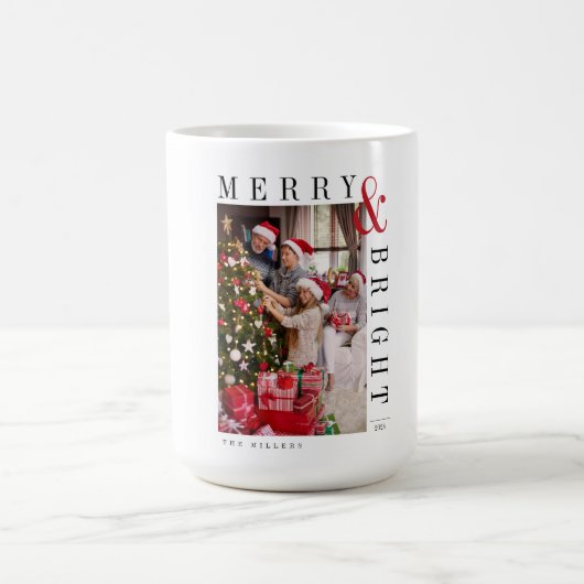 Kerstkaart voor het gezin Moderne kerstscript Holi Koffiemok (Center)