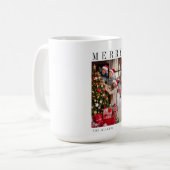 Kerstkaart voor het gezin Moderne kerstscript Holi Koffiemok (Voorkant links)