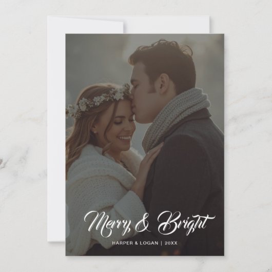 Kerstkaart voor het hele gezin - Merry & Bright (Voorkant)