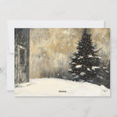 Kerstkaart voor het hele gezin met besneeuwde boom (Achterkant)