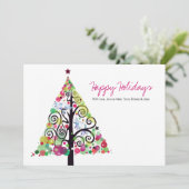 Kerstkaart voor het hele gezin met levensboom moti (Staand voorkant)