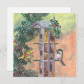 Kerstkaart voor het voeren van vogels (Voorkant / Achterkant)