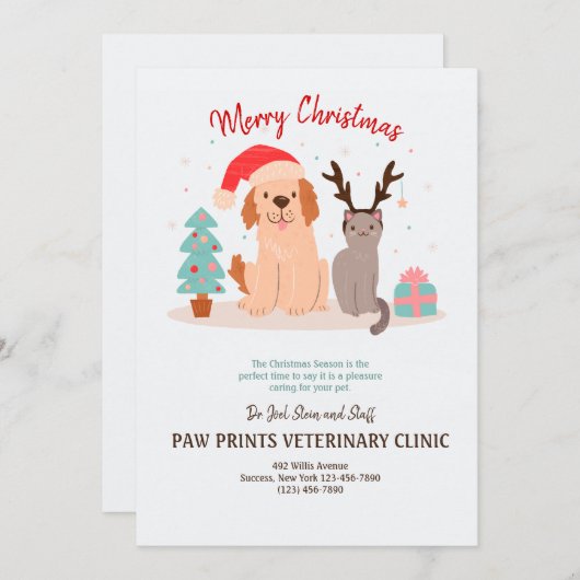 kerstkaart voor honden en katten kaart (Voorkant / Achterkant)