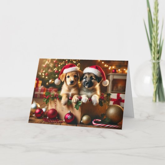 Kerstkaart voor honden feestdagen kaart (Voorkant)
