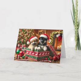 Kerstkaart voor honden feestdagen kaart