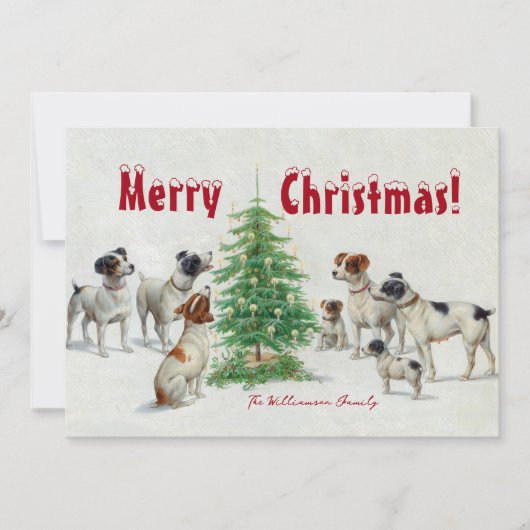 Kerstkaart voor hondenfamilie (Voorkant)