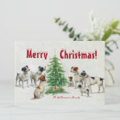 Kerstkaart voor hondenfamilie (Staand voorkant)
