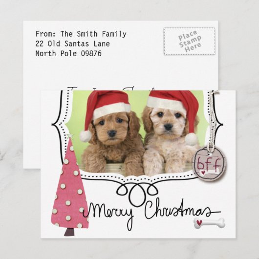 Kerstkaart voor huisdieren feestdagenkaart (Voorkant / Achterkant)