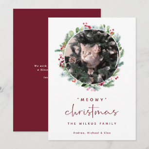 Kerstkaart voor huisdieren met foto kattenkrans