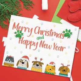 Kerstkaart voor huisdierenbedrijven feestdagenkaart