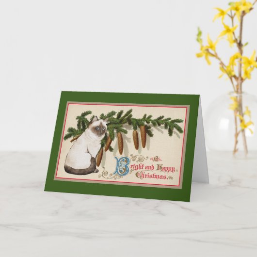  kerstkaart voor katten en pijnbomen kaart (Gele Bloem)