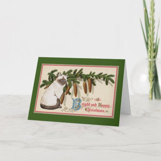  kerstkaart voor katten en pijnbomen kaart (Voorkant)