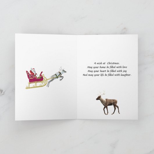 Kerstkaart voor kerstman en rendier feestdagen kaart (Binnen)