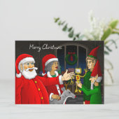 kerstkaart voor kerstmis in Santa Claus-workshop (Staand voorkant)