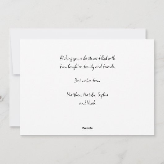 kerstkaart voor kerstmis in Santa Claus-workshop (Achterkant)