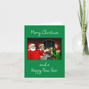 kerstkaart voor kerstmis in Santa Claus-workshop Feestdagen Kaart