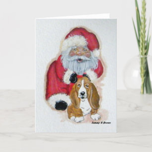 kerstkaart voor kerstmis met Basset Hound Feestdagen Kaart
