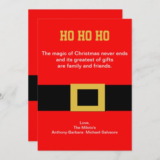 kerstkaart voor kerstmis met gordel (Voorkant / Achterkant)