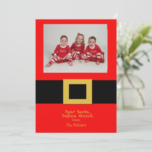 Kerstkaart voor kerstmis met kerstcadeau voor kers (Staand voorkant)