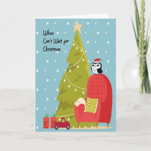Kerstkaart voor kind met boom & uil kaart