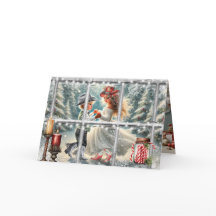 Kerstkaart voor kinderen Cowboy Kerstwals