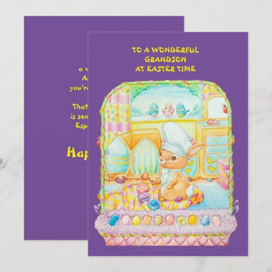 Kerstkaart voor kleinzoons met Pasen (Voorkant / Achterkant)