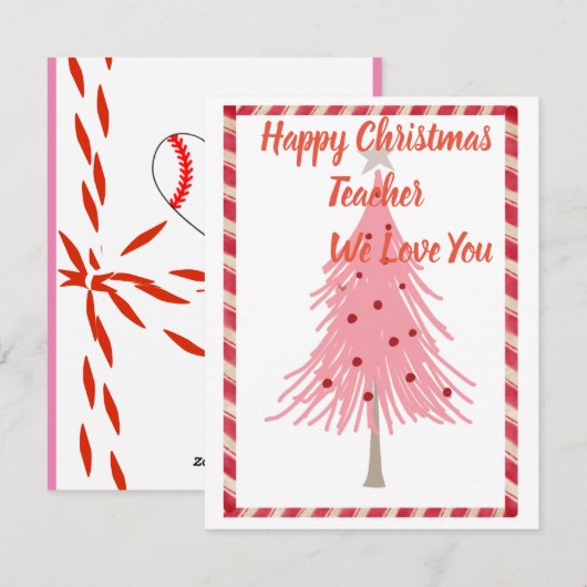 kerstkaart voor leraar, met liefde (Voorkant / Achterkant)