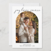 Kerstkaart voor leuke gezinnen met 'Joy Love Peace (Voorkant)