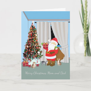 Kerstkaart voor mama, papa, van katten kaart