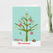 kerstKaart voor medewerker met bomen en Ornamenten Feestdagen Kaart (Voorkant)