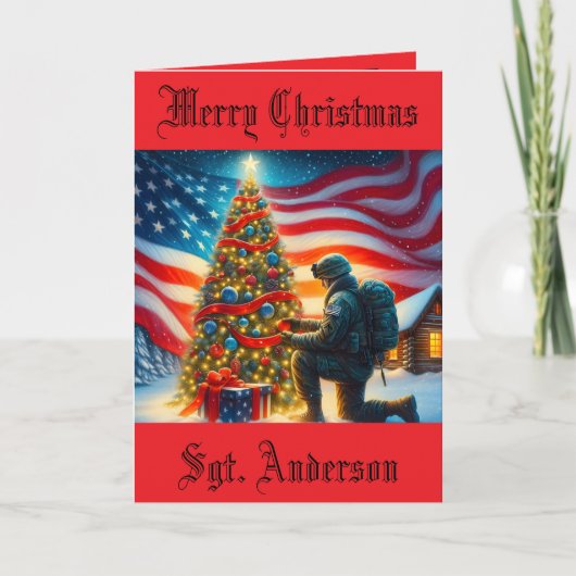 Kerstkaart voor militairen opgevouwen wenskaart feestdagen kaart (Voorkant)