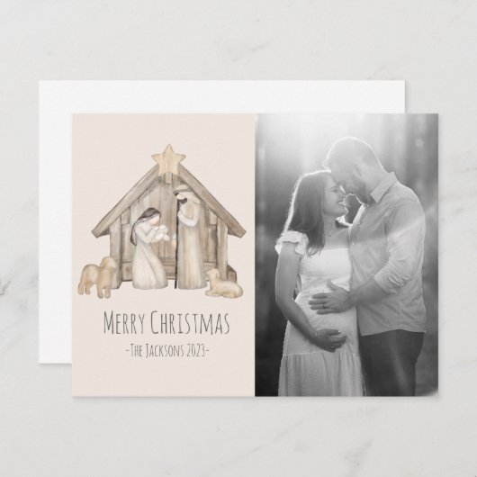 kerstkaart voor nativiteit (Voorkant / Achterkant)