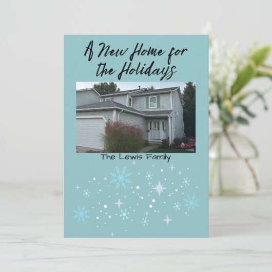 Kerstkaart voor nieuw huis (Staand voorkant)
