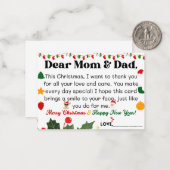 Kerstkaart voor ouders van kinderen notitiekaartje (Voorkant / Achterkant in situ)