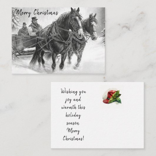  kerstKaart voor paarden en tijdens het vervoer Notitiekaartje (Voorkant / Achterkant)