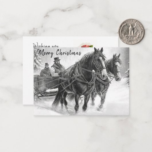  kerstKaart voor paarden en tijdens het vervoer Notitiekaartje (Voorkant / Achterkant in situ)