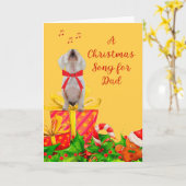 kerstKaart voor pap White Dog Singing Kaart (Gele Bloem)