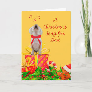 Kerstkaart voor Papa Witte Hond die Zingt Kaart