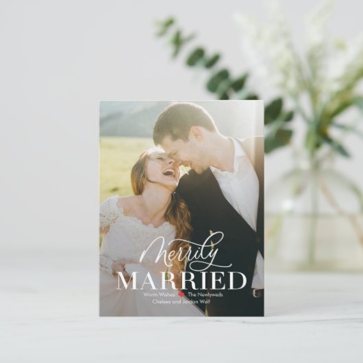 Kerstkaart voor pasgehuwden eerste kerst feestdagenkaart (Staand voorkant)