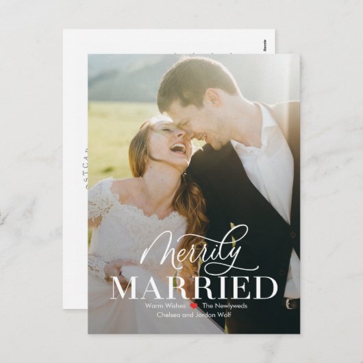 Kerstkaart voor pasgehuwden eerste kerst feestdagenkaart (Voorkant / Achterkant)