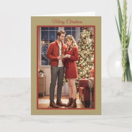 Kerstkaart voor pasgehuwden feestdagen kaart