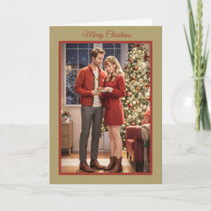 Kerstkaart voor pasgehuwden feestdagen kaart