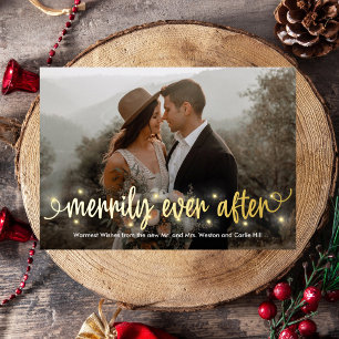 Kerstkaart voor pasgehuwden met folie feestdagenkaart
