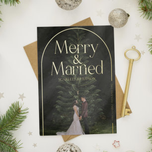 Kerstkaart voor pasgetrouwden: Merry & Married Folie Uitnodiging