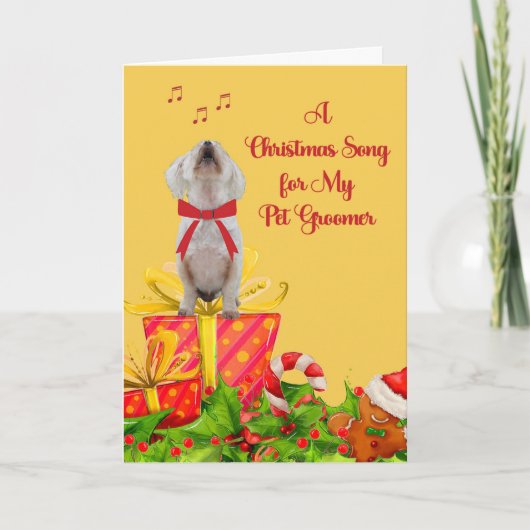 kerstKaart voor Pet Groomer met White Dog Kaart (Voorkant)
