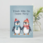 Kerstkaart voor pinguïnvrienden kaart (Staand voorkant)